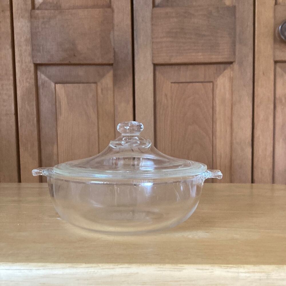 Vintage Pyrex Clear Glass Mini Casserole Dish With Lid